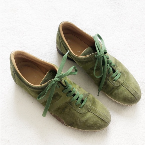 bally green leather sneakers